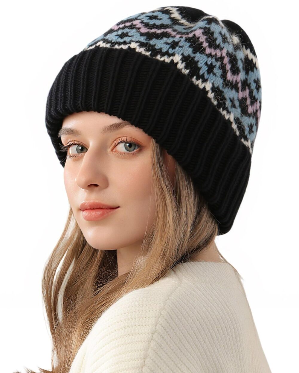 5648 Winter Beanie Hat Warm Knitted Thick Baggy Slouchy Beanie Soft Cuffed